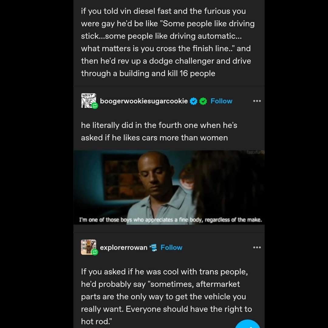 blondenerd94's tweet photo. I'm an unironic fan of the Fast &amp; Furious Franchise. https://t.co/bIFEmBizP1