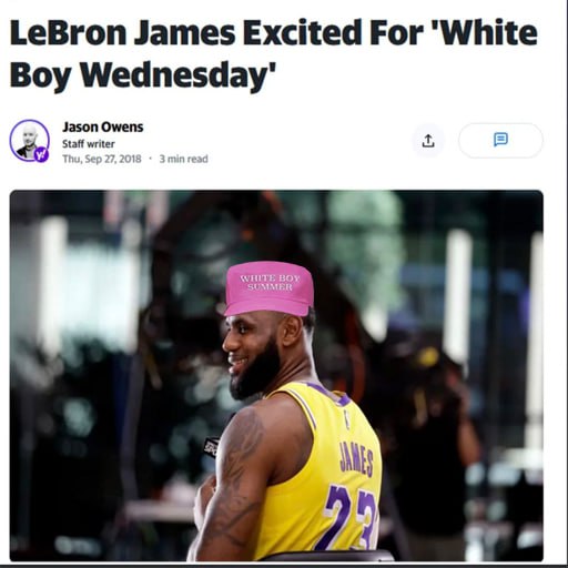 Shout-out to white boy of the day <a href="/KingJames/">LeBron James</a>