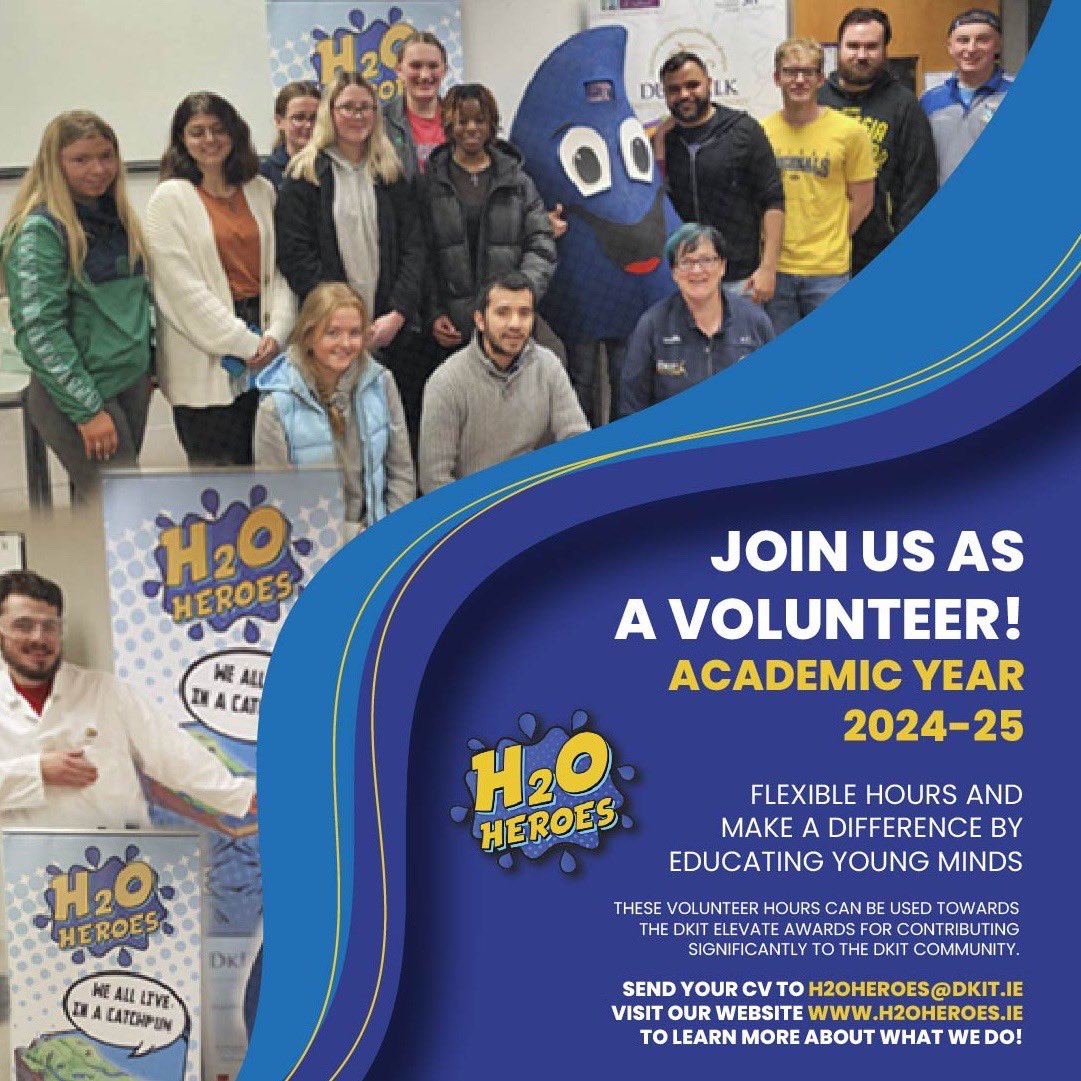 H2OHeroes (@h2o_heroes) on Twitter photo 📣📣CALLING DKIT STUDENTS📣📣
We are hiring Interns and Volunteers to work on the H2O Heroes Project!
Do you want to become a H2O Hero? 🦸♂️
Send your CV to h2oheroes@dkit.ie
#h2oheroes #dkit #sfi #scienceisforeveryone #outreach #internship 📣📣CALLING DKIT STUDENTS📣📣
We are hiring Interns and Volunteers to work on the H2O Heroes Project!
Do you want to become a H2O Hero? 🦸♂️
Send your CV to h2oheroes@dkit.ie
#h2oheroes #dkit #sfi #scienceisforeveryone #outreach #internship