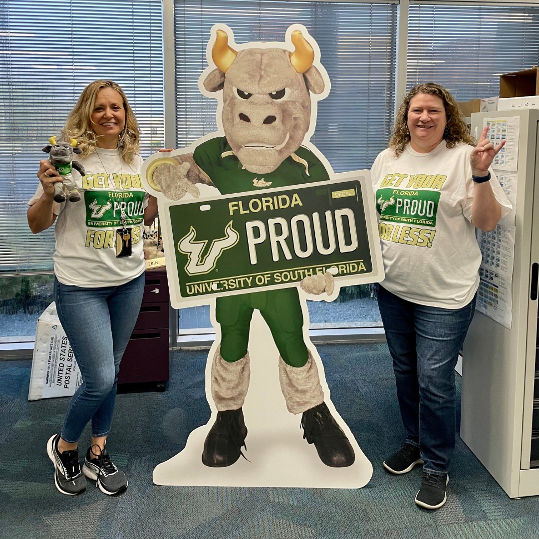 USFalumniAssn's tweet photo. Bull pride is strong at the @PinellasTC! 💚 Make it official — save $25 on your USF Bulls license plate and Ride with Pride! 👉 https://t.co/RmOPYMmoLu https://t.co/0poJNViF6D