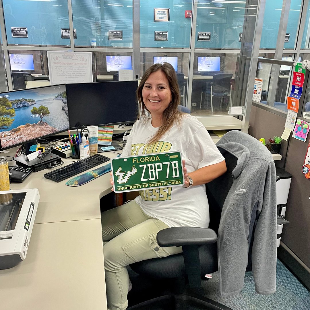 Bull pride is strong at the <a href="/PinellasTC/">Pinellas County Tax Collector</a>! 💚 Make it official — save $25 on your USF Bulls license plate and Ride with Pride! 👉 bullsplate.org