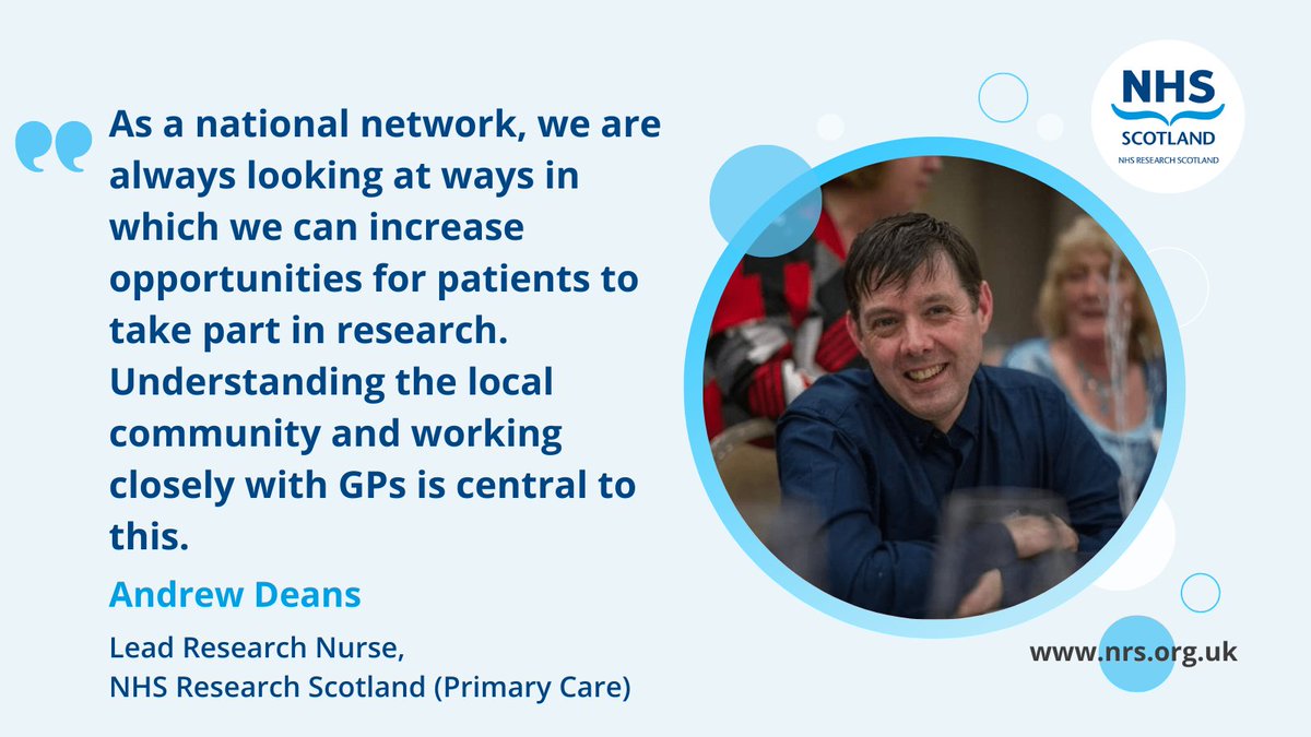 NHS Research Scotland (@nhsresearchscot) on Twitter photo Andrew Deans joined the <a href="/NRS_PCN/">NRS Primary Care</a> team in September last year and is already making significant strides in encouraging primary care staff and patients to get involved in key research.
Read our full article on their general practice (GP) engagement 👉 nhsresearchscotland.org.uk/news/research-… Andrew Deans joined the <a href="/NRS_PCN/">NRS Primary Care</a> team in September last year and is already making significant strides in encouraging primary care staff and patients to get involved in key research.
Read our full article on their general practice (GP) engagement 👉 nhsresearchscotland.org.uk/news/research-…
