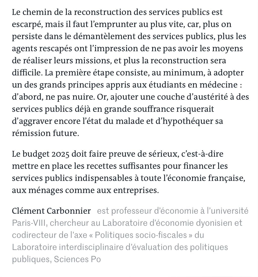 LucAl (@mclucal) on Twitter photo Le gouvernement d’Emmanuel Macron dirigé par Gabriel Attal est démissionnaire. Pourtant, il continue de prendre des décisions économiques très graves : elles poursuivent la destruction des services publics au nom de la dette publique. Non, ce n’est pas sérieux. 👍 <a href="/Carbonnier_Eco/">Clément Carbonnier</a> Le gouvernement d’Emmanuel Macron dirigé par Gabriel Attal est démissionnaire. Pourtant, il continue de prendre des décisions économiques très graves : elles poursuivent la destruction des services publics au nom de la dette publique. Non, ce n’est pas sérieux. 👍 <a href="/Carbonnier_Eco/">Clément Carbonnier</a>