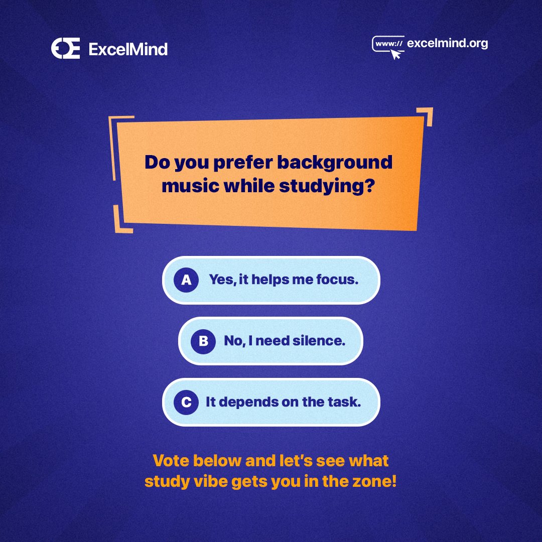joinexcelmind's tweet image. What&apos;s your study vibe? 🎧 

Do you focus better with background music or prefer silence? Cast your vote and see how others study best! 

Don&apos;t forget to subscribe to ExcelMind for more study tips and tools to help you excel! 🚀 

#StudyVibes 
#ExcelMind

TG Omori