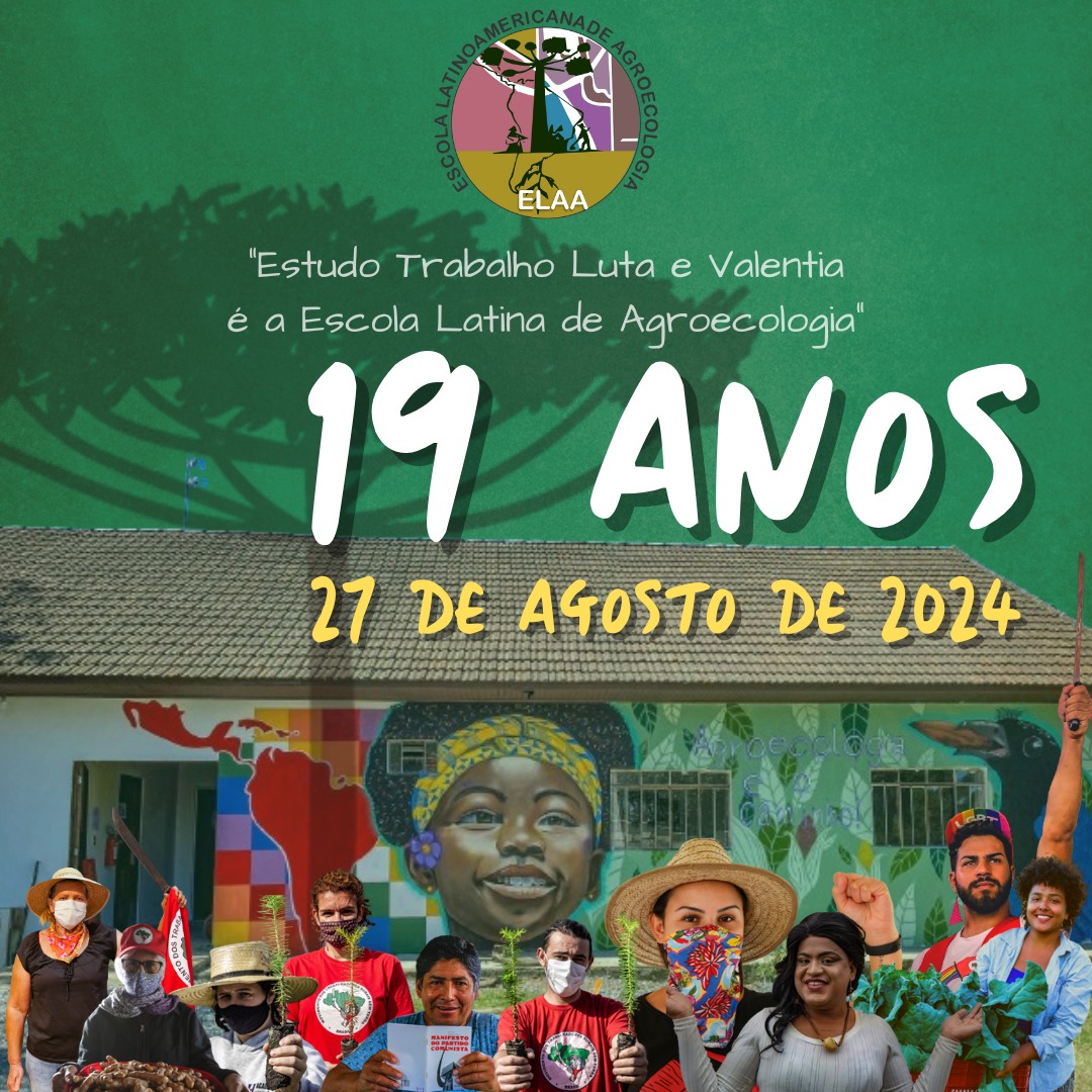 📚 19 ANOS DA ELAA | A Escola Latino Americana de Agroecologia (ELAA) completou 19 anos de existência ontem, dia 27 de agosto. 

✊🏿 A ELAA já formou centenas de educandos e educandas comprometidos em aprender e disseminar a Agroecologia e a Educação do Campo pelos territórios.
