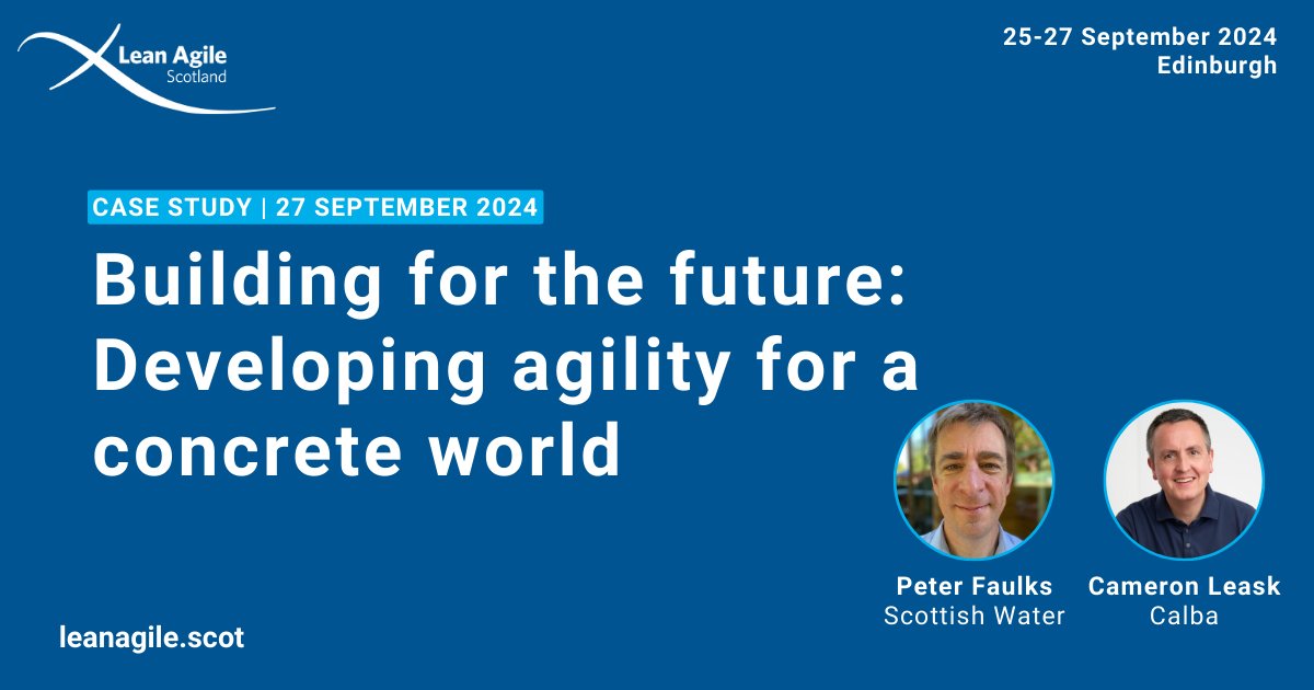 Cameron Leask (@leaskc) on Twitter photo Please join me and Peter at <a href="/LeanAgileScot/">Lean Agile Scotland</a> on 27 Sept, we'll be talking #lean #agile in regulated environments, across organisations, and on construction projects. Full description here: leanagile.scot/programme/buil…
<a href="/agile_calba/">Calba</a> <a href="/scottish_water/">Scottish Water</a> #enterpriseagility #flow #LAScot Please join me and Peter at <a href="/LeanAgileScot/">Lean Agile Scotland</a> on 27 Sept, we'll be talking #lean #agile in regulated environments, across organisations, and on construction projects. Full description here: leanagile.scot/programme/buil…
<a href="/agile_calba/">Calba</a> <a href="/scottish_water/">Scottish Water</a> #enterpriseagility #flow #LAScot