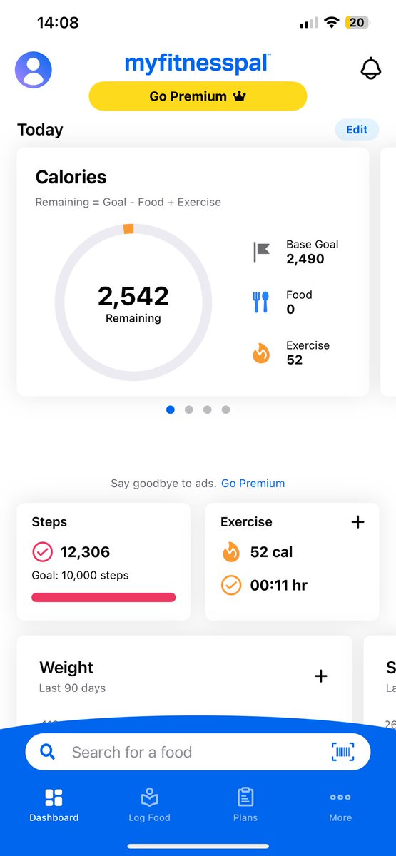 thesimoncompton's tweet photo. @MyFitnessPal can you look into your connection with Apple Watches please. Apparently 12,306 step is only 52 calories burnt… https://t.co/1cvbHZVgAA