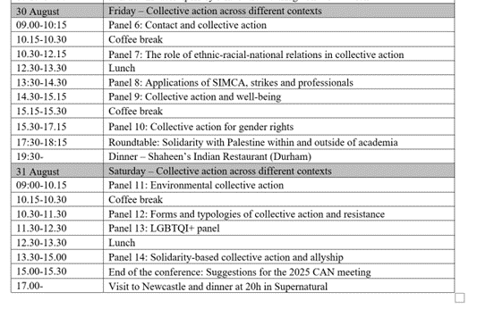 The Collective Action Network (CAN) meeting will take place between 29 and 31 August in Durham, UK! We are so excited to host the first CAN meeting, knowing this won't be the last 🥳 Here is the final program with fantastic topics on collective action.