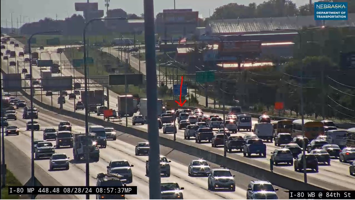 #Omaha Crash: I-80 EB @ 84th St. The Right Lane is Blocked. Merge Left in Area. 
511.nebraska.gov/event/NECARS5-…
