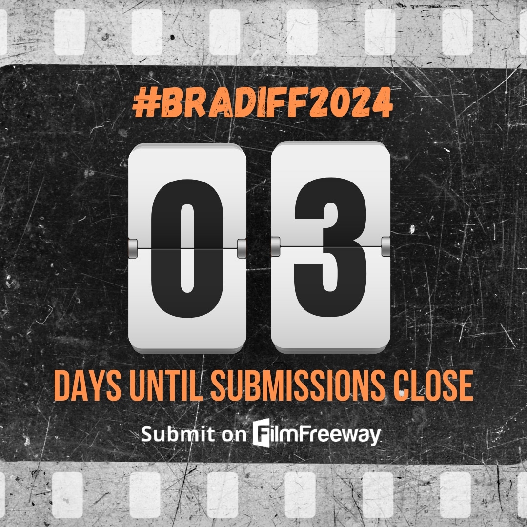 🚨 Only 3 days left to submit to the Bradford International Film Festival! 🚨

Bradford filmmakers, you're in for FREE. We’re still on the hunt for submissions from filmmakers 50+.

Don’t miss out —submit on Film Freeway before August 31st! 🎬  #BRADIFF2024 #FilmFreeway