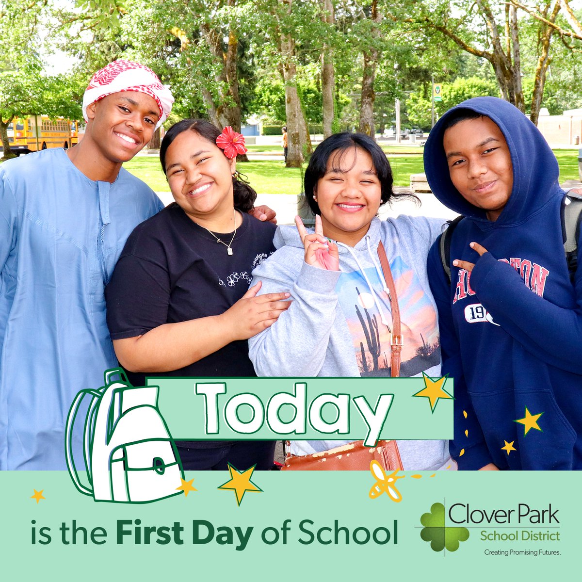 CloverParkSD's tweet photo. Today is the first day of the 2024-25 school year! π₯³π
We hope all our students and staff have an amazing first day! Be sure to share your first day pics using the hashtag #CPSDFirstDay
#BetterTogether #CreatingPromisingFutures https://t.co/M8SGZEer4s