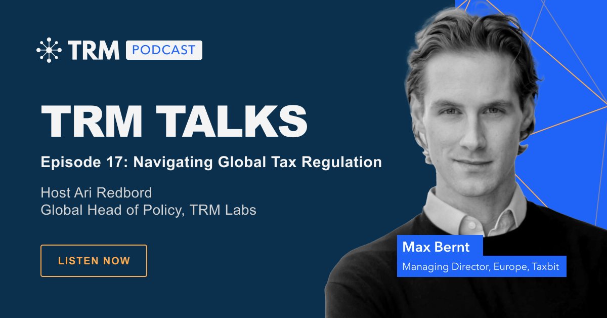 🆕 <a href="/cryptotax_mb/">Max Bernt</a> (@TaxBit’s Managing Director for Europe) joins <a href="/ARedbord/">Ari Redbord</a> on #TRMTalks to discuss the fragmented global tax regulatory landscape, reporting standards, and the impact of tax policy on the digital assets ecosystem 👉 hubs.la/Q02MTsDw0