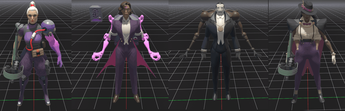 IntelDeadlock's tweet photo. Different models of the hero "Wraith" back when the game was called Neon Prime https://t.co/p2wYtfpPC2