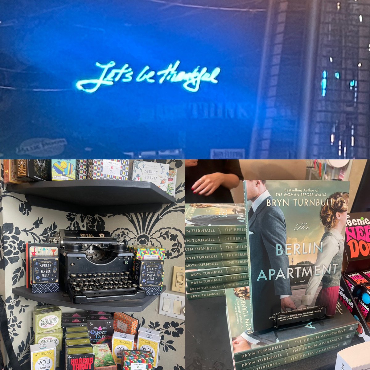 Celebrating <a href="/brynturnbull/">Bryn Turnbull</a> last night at a gorgeous launch hosted by @BiancaM_author and followed by Bryn and I having drinkies and solving the state of the world. Loved the sign I could see from the queen west lounge we went to 🍾🍾📚