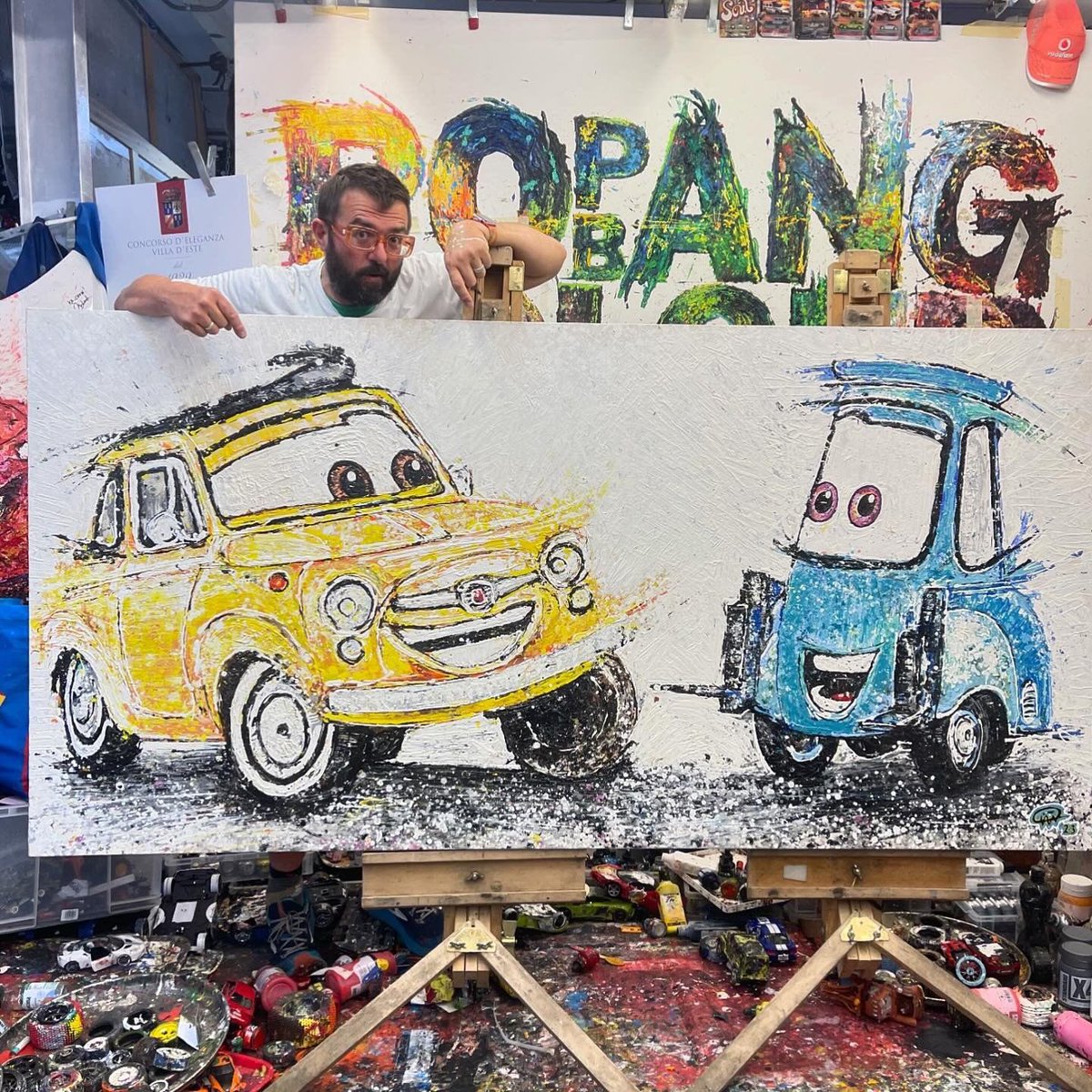 Popbangcolour's tweet image. Getting ready for @goodwoodrevival next week! 

All 4 of these original #Paintwithcars artworks will be on display &amp;amp; available to buy at the event - any favourites?

I’ll also be creating commissioned artworks at the event too 👀🚗🎨

#Popbangcolour #GoodwoodRevival