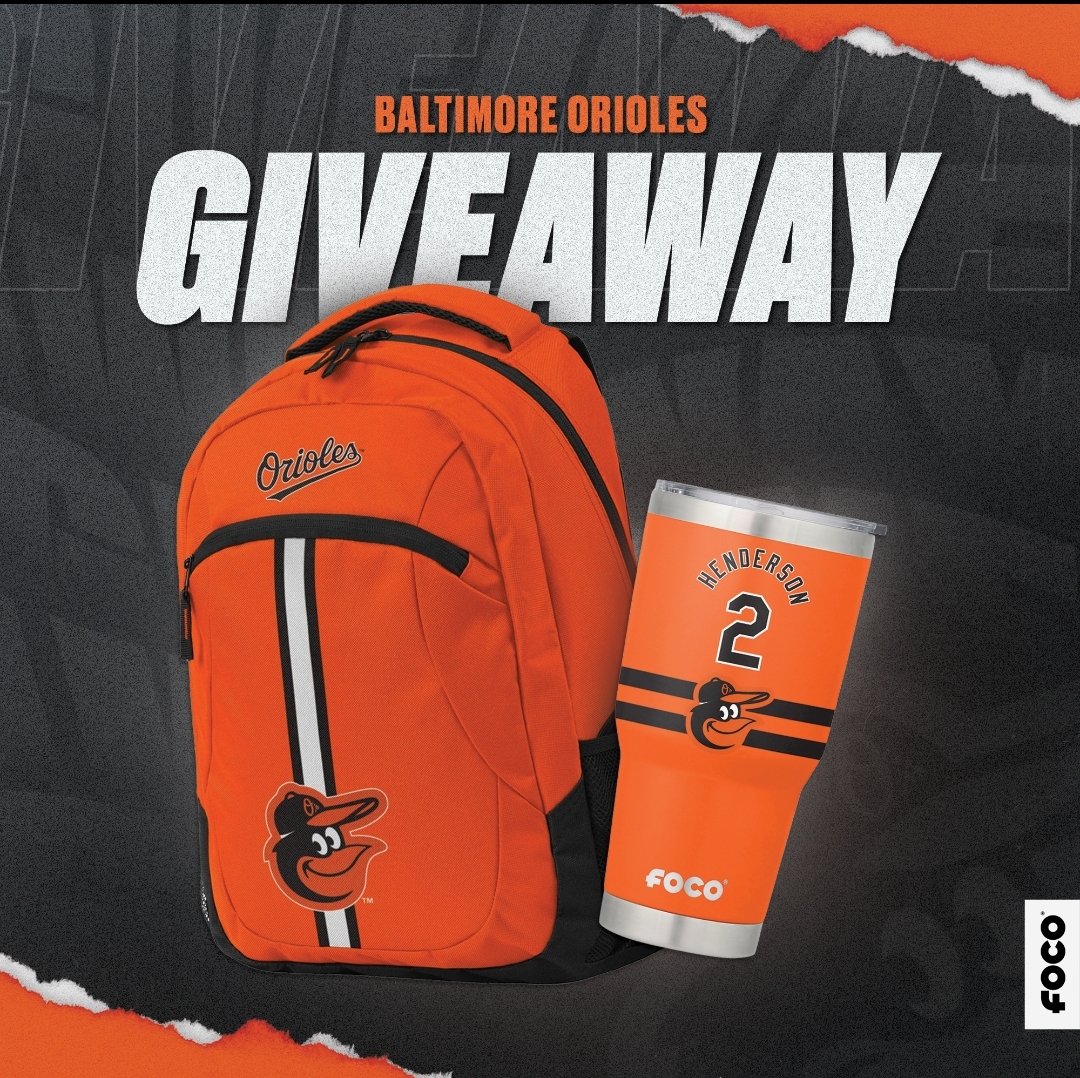 Hey #Birdland! We're partnering with @FOCOUSA to give away a Orioles Action Backpack &amp; a Gunnar Henderson Baltimore Orioles Team Logo 30 oz Player Tumbler!

TO ENTER:

1. Like &amp; RT this post
2. FOLLOW <a href="/EutawStReport/">Eutaw Street Report</a> &amp; @focousa
3. Reply with your favorite Orioles GIF
