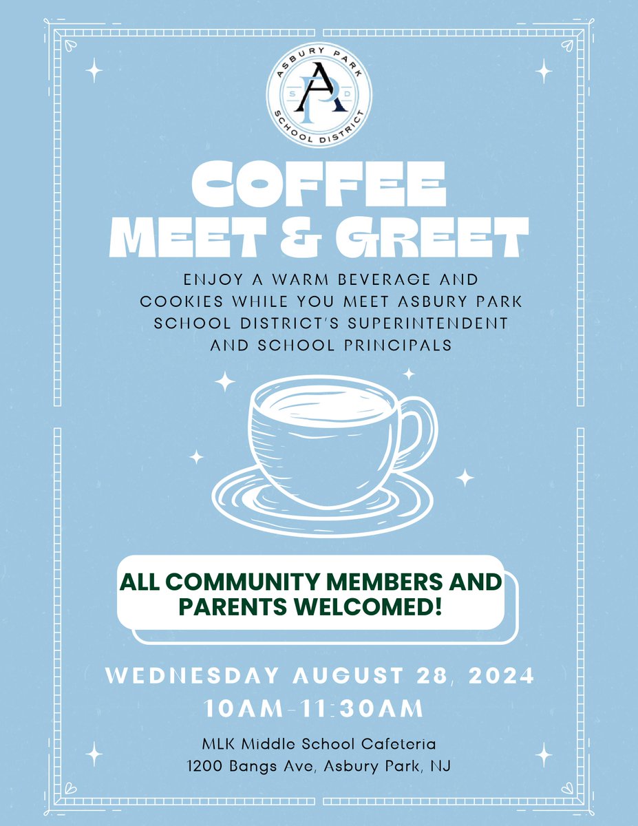 Happening Now! Coffee Meet &amp; Greet at MLK Middle School from 10-11:30! All Are Welcome! ☕️🤝<a href="/Gerbs10/">Mark Gerbino</a> @APDirCI_ERuiz <a href="/TheaJackson8/">Thea M Jackson-Byers</a> #Back2School