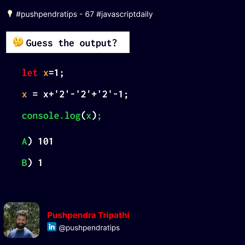pushpendratips's tweet image. 💡#pushpendratips - 67 #javascriptdaily