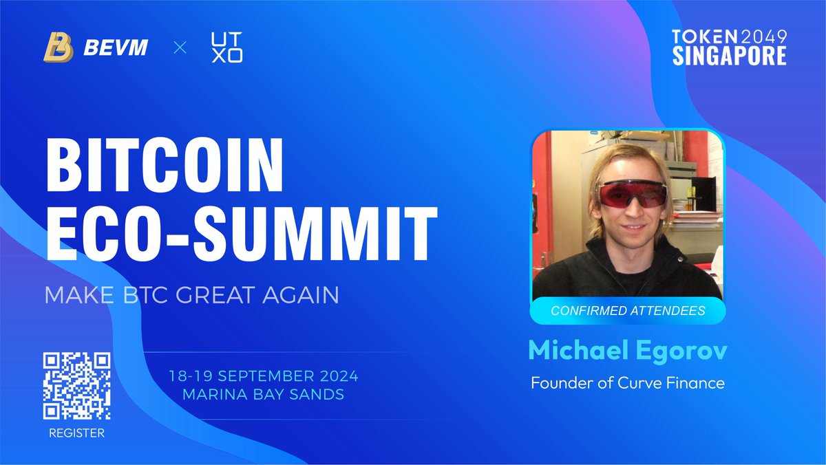 BitAgere's tweet photo. @newmichwill, the founder of @CurveFinance, will attend @token2049 Bitcoin Theme  Venue

Delivering a keynote speech on on-chain liquidity solutions for #Bitcoin assets, featuring the exclusive authorized DEX building on BTC L2.

Meet more special guests here🧵 https://t.co/wkUX3fjZFU