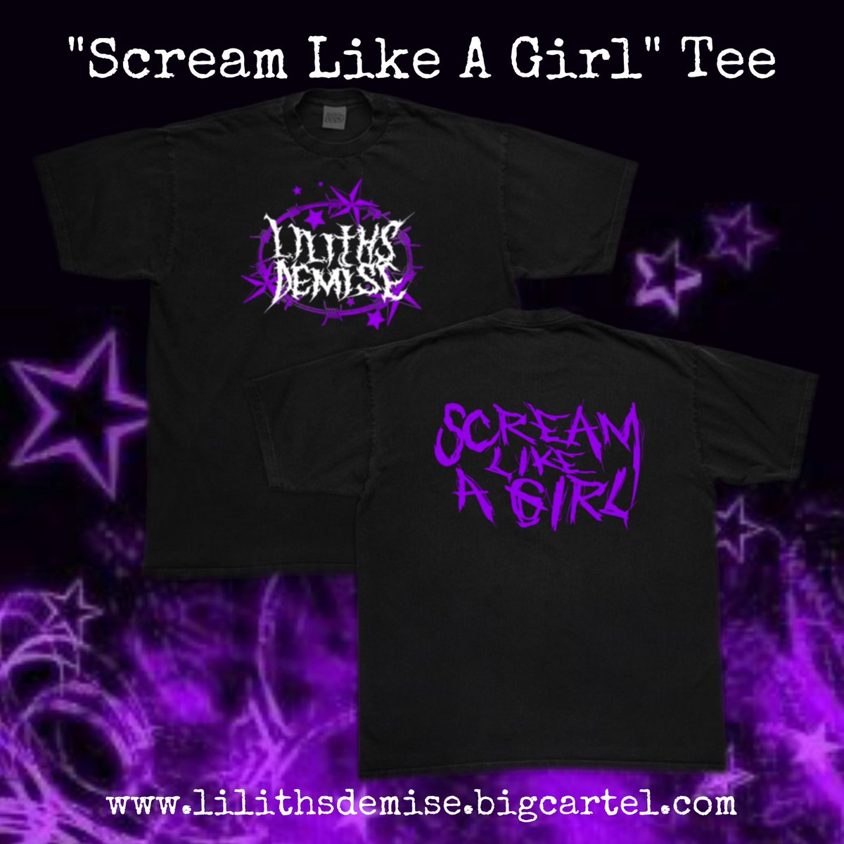Liliths_Demise's tweet photo. NEW T-Shirt for our C⭐️nt Run!! “Scream Like A Girl” Tee will be available on our Run and left overs will then be posted online on 9/2 💜

Front Art: @crippledxwings https://t.co/ibbGjuNVD1