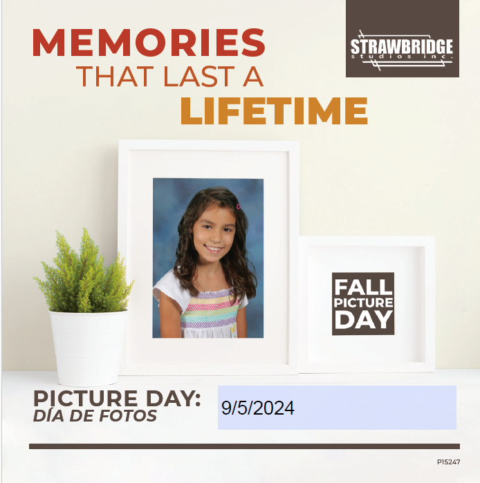 School Picture Day is September 5th!  Parents, check your email for order information.