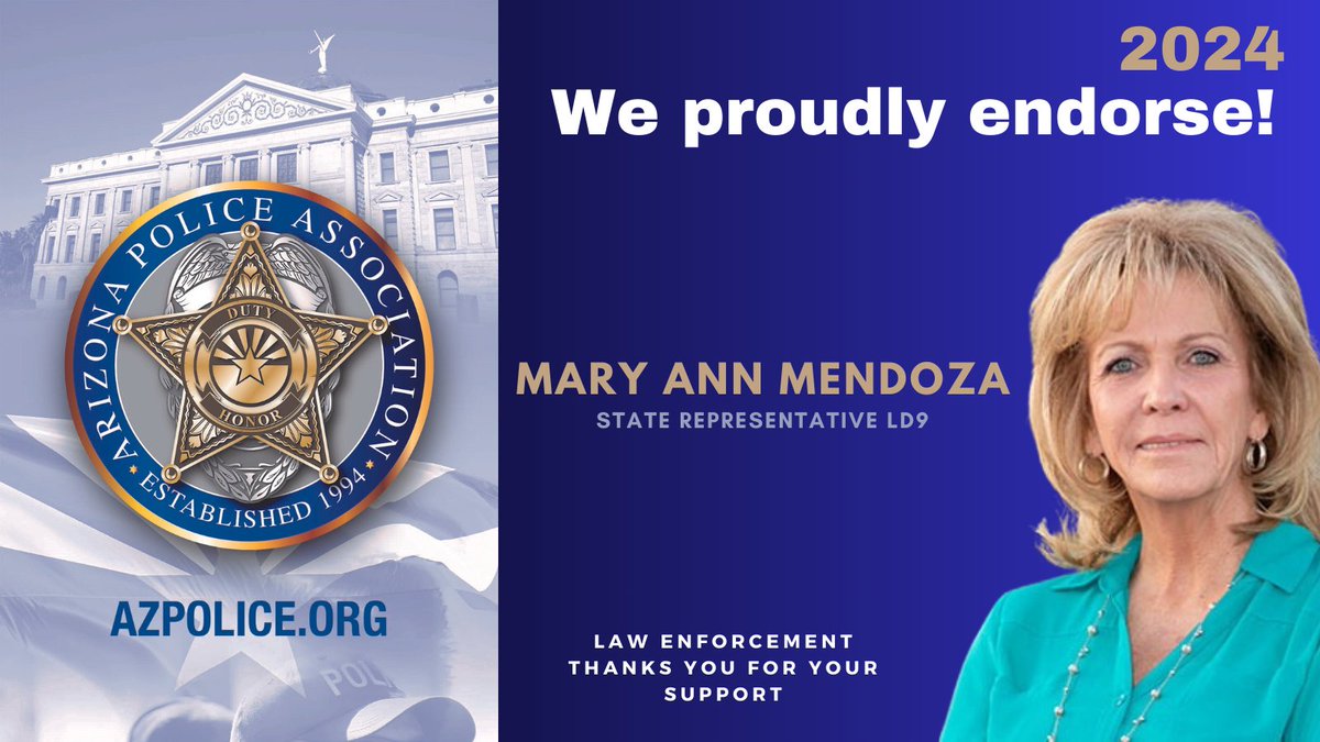 We are   proud to endorse Mary Ann Mendoza ( @MaMendoza602 ) for State Representative