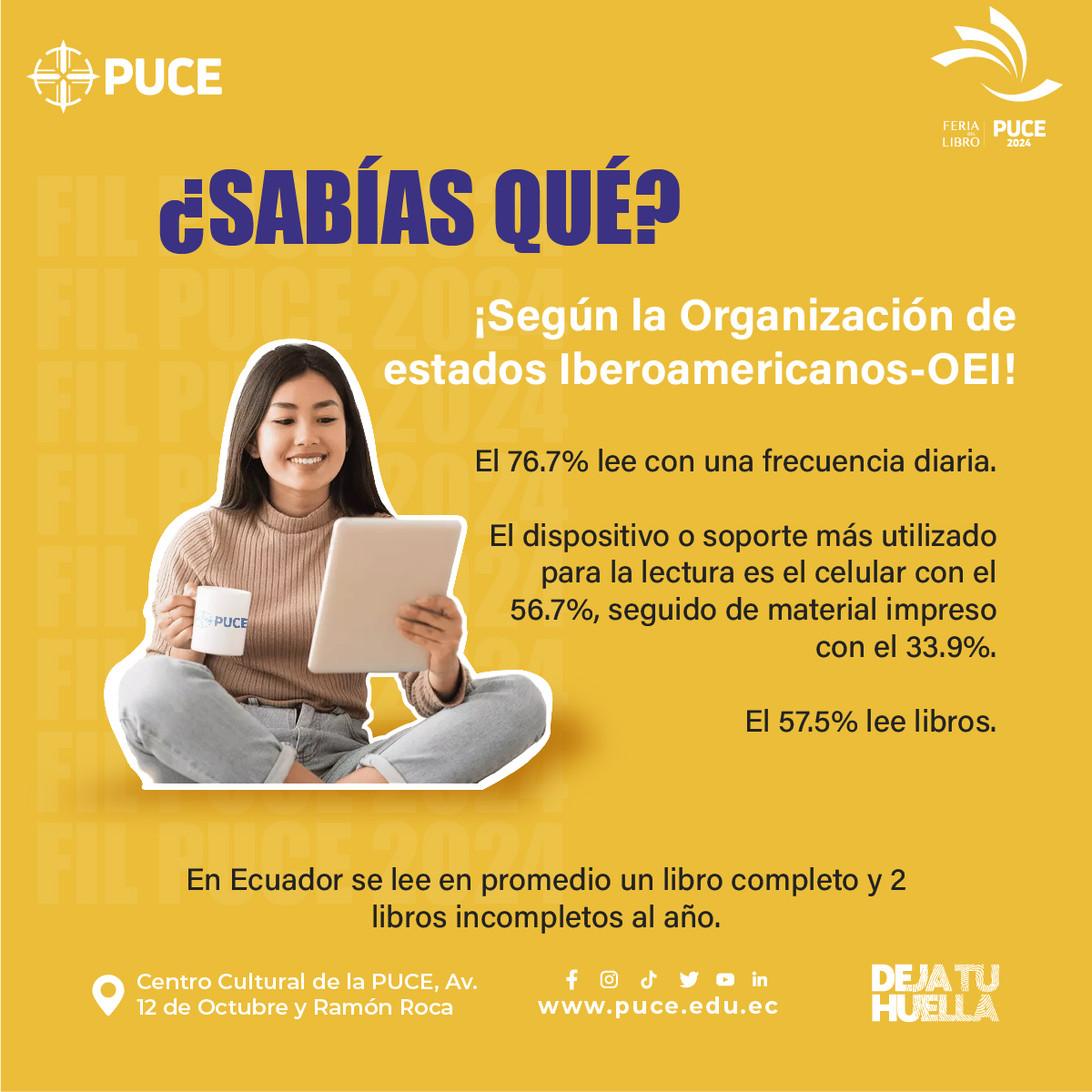 PublicaPuce's tweet photo. Y tú cuantos libros lees para crecer?🤓📚
📚✨ ¡Lee para Crecer! 🌟📖
En Ecuador, la lectura no solo enriquece nuestras mentes, ¡sino que también transforma nuestra sociedad! #bookstagram #libros #filpuce2024 #lovebooks https://t.co/NCAnvMzFeB