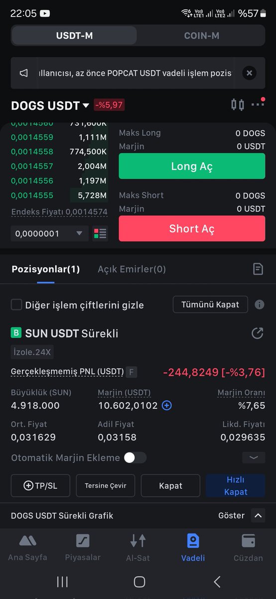 ŞUANDA CANLI YAYINDA 350 BİN TL İLE 24 X SUN COİNE İSLEM ALDIM EGER KÂR EDERSEM CANLİ YAYİNDA BU TWİTİ BEĞENİP RT YAPANLAR ARASINDAN 5 KİSİDEN IBAN ALICAM 
KOOSS GEL İZLE