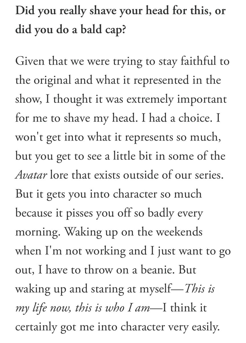 dallas liu had a choice between shaving his head or wearing a bald cap for the role of zuko and he chose to shave his head because it helped him get into character since his bald head pissed him off every morning
