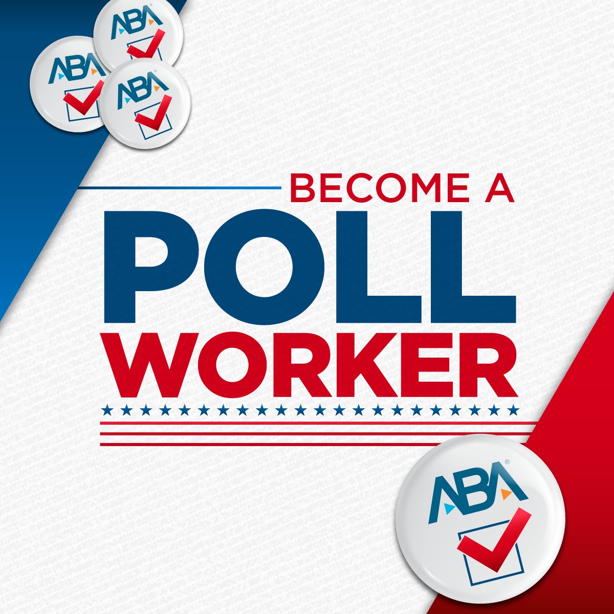 ABAesq's tweet photo. The ABA is working with @NASEDorg & @NASSorg to recruit lawyers to become poll workers for the upcoming general election. Help out by signing up today: https://t.co/rTSeRHXTEt
#PollWorkerEsq https://t.co/8KL8GFHre6