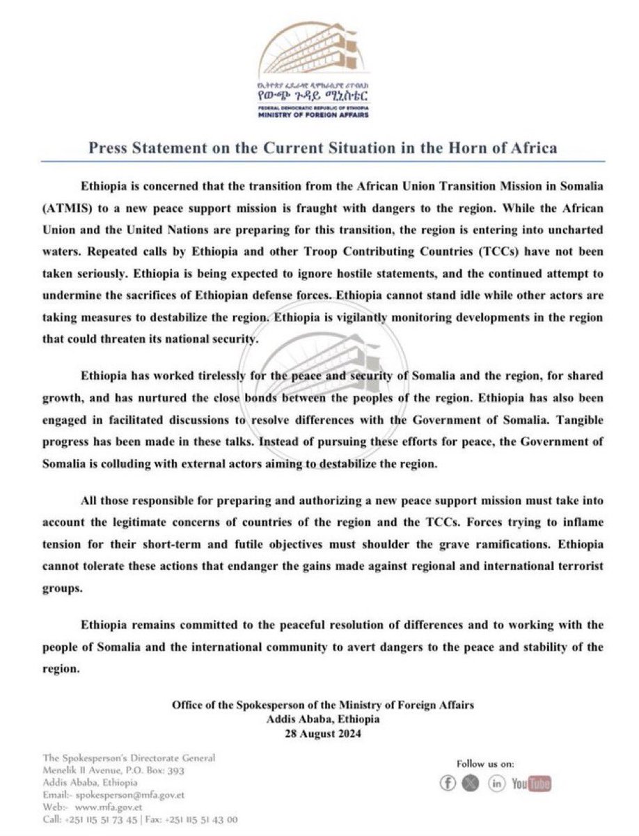 IndheergaradFrm's tweet photo. Ethiopia should remember Somalia’stoday is not Somalia’s of the past 30 years! https://t.co/SOmhFMnW9x