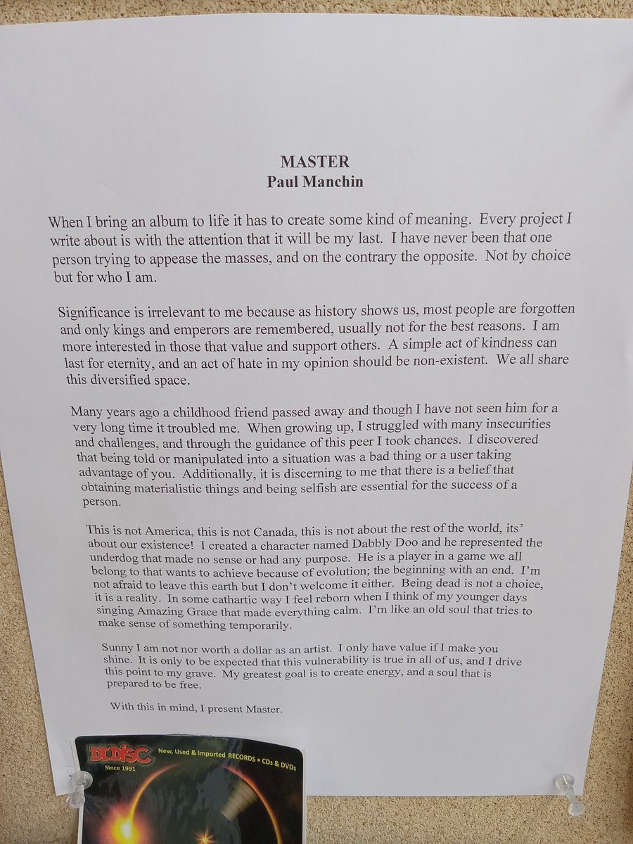 Thank you #DrDiscHamilton Records for posting #PaulManchin's flyer!