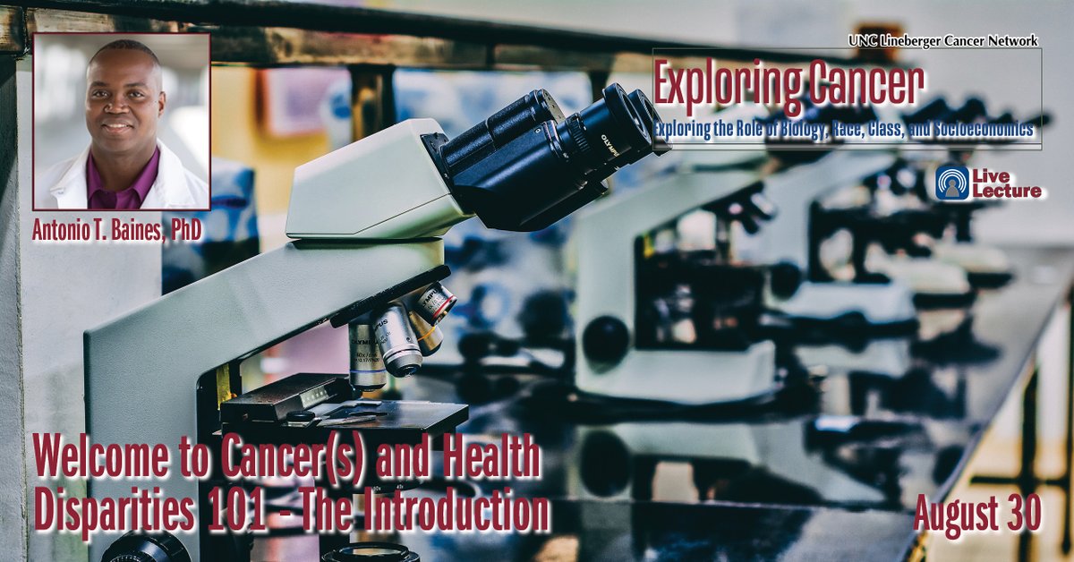 The Exploring Cancer webinar series starts this Friday! 

Dr. Baines will discuss Cancer(s) and Health Disparities on Friday, 8/30, from 11:00 - 11:50am. 

To learn more and register for this series, go to exploringcancer.org