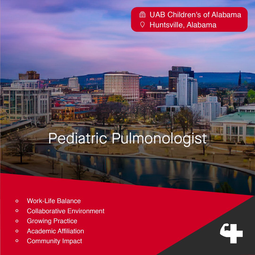 Academic_Med's tweet photo. The UAB is inviting applications for the role of Pediatric Pulmonologist to work at the North Alabama Children's Specialists Clinic in Huntsville, Alabama. Elevate your career and become a key partner in a dynamic division. Apply now:https://t.co/QPzHEqhtmZ. #HiringNow https://t.co/OEwTgC9o98