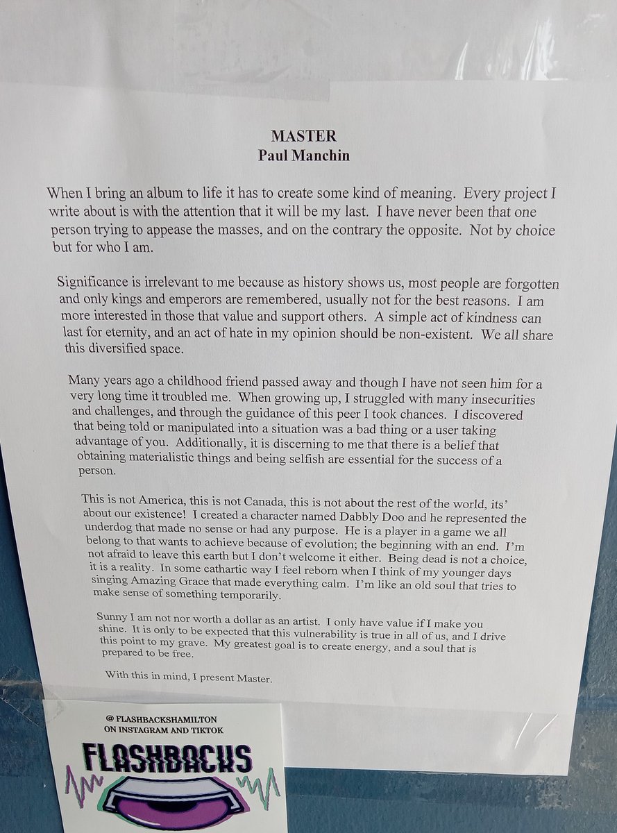 Thank you #flashbackshamilton for posting #PaulManchin's flyer!