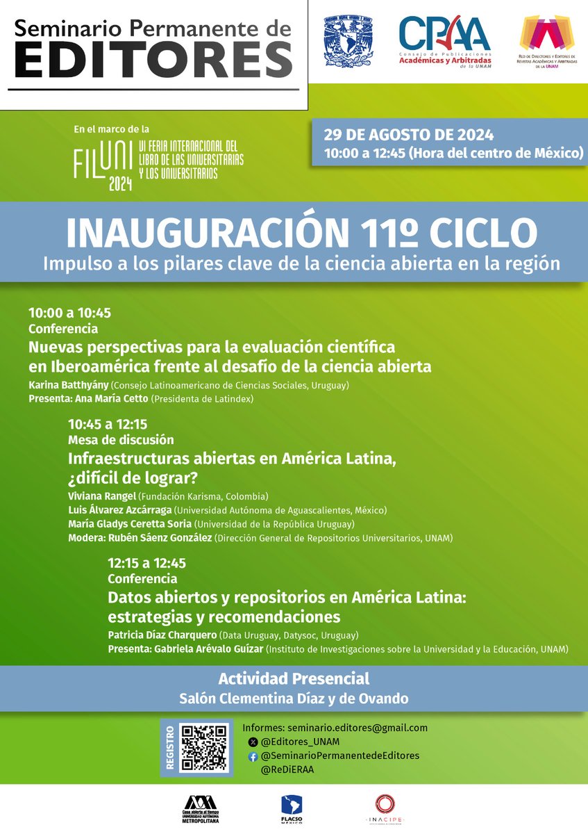 revistasunam's tweet image. 📷¡Mañana inicia el 11° ciclo del Seminario Permanente de Editores!
📷Acompáñanos este 29 de agosto a las 10 am en el marco de la VI Feria Internacional del Libro de las Universitarias y los Universitarios
📷Registro: forms.gle/bKYGTWBJWsio33…
#FILUNI @Editores_UNAM