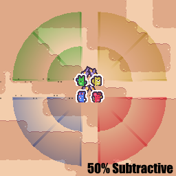 cal_sapidus's tweet photo. Messing around more with blending styles today for attack indicators. The subtractive method removes the inverse color. Which one is your favorite? (There is a correct answer.) #gamedev https://t.co/A1YqBr0BaV