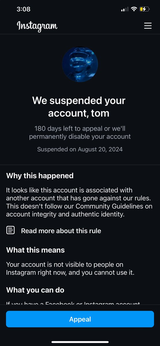trotskip's tweet photo. @InstagramComms I am still banned - the text verification is not working i’ve tried 3 different phone numbers to no avail so I CANT SUBMIT AN APPEAL - (associated account they are referencing was inactive since 2020). This account I actually did use and CANNOT GET BACK. 
LEGAL 👀 https://t.co/VowNYh5Mwq