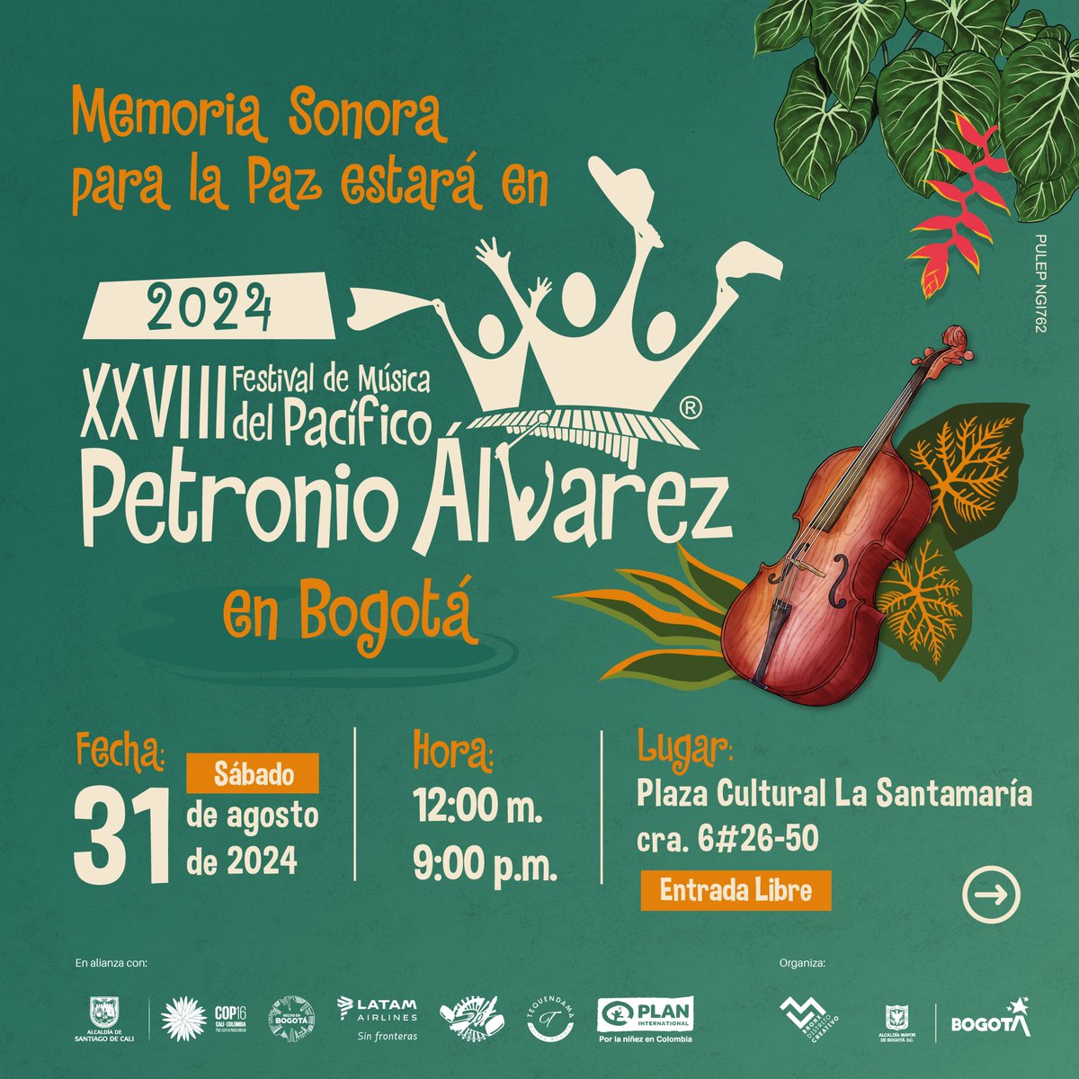 FundacionPlan's tweet image. ¡El Festival de Música del @PetronioCO llega a Bogotá! 🎶Este año estará en el @BronxDC_Bogota para compartir la cultura del pacífico colombiano
👉 Participaremos con la #MemoriaSonoraparalaPaz ¡Acompañanos y unamos nuestras voces para la construcción de paz! #EmpoderartePorLaPaz