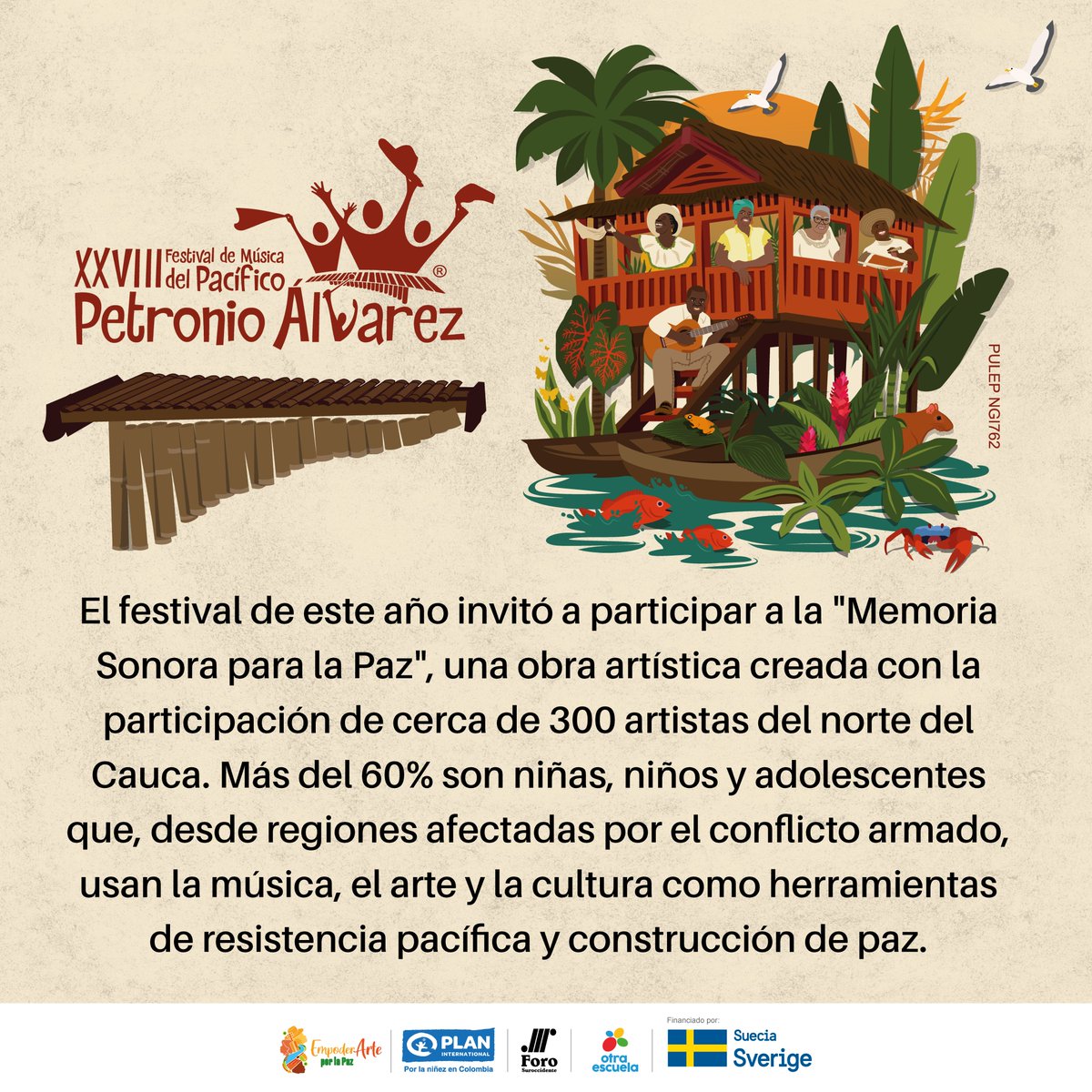 FundacionPlan's tweet image. ¡El Festival de Música del @PetronioCO llega a Bogotá! 🎶Este año estará en el @BronxDC_Bogota para compartir la cultura del pacífico colombiano
👉 Participaremos con la #MemoriaSonoraparalaPaz ¡Acompañanos y unamos nuestras voces para la construcción de paz! #EmpoderartePorLaPaz