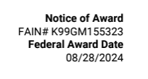Have been pretty quiet here for a while, but this is something I'm supposed to excitedly share, no?

Extremely excited to begin my transition into the next phase - lots of exciting work on the evolution of immune (and anti-immune) proteins ahead! Thank you @NIGMS!