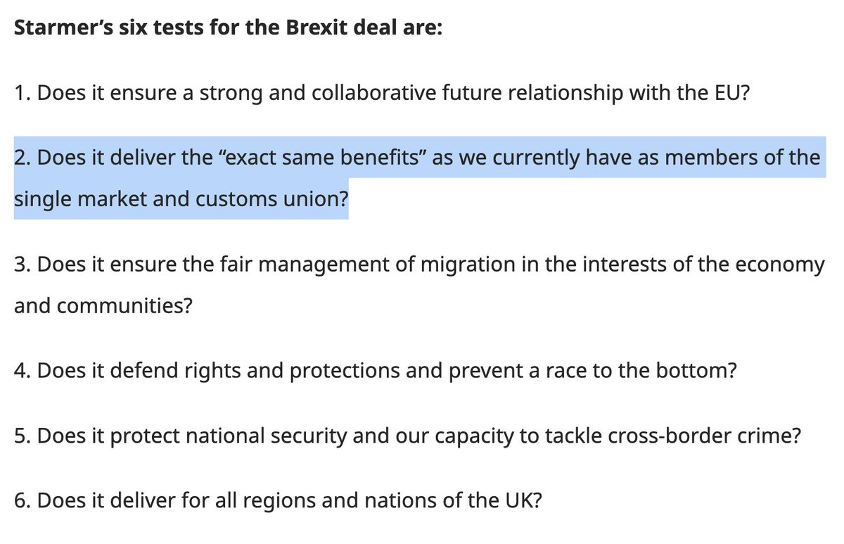I think <a href="/Keir_Starmer/">Keir Starmer</a> was right to these tests and I will use them to judge the success of any resetting of the relationship.