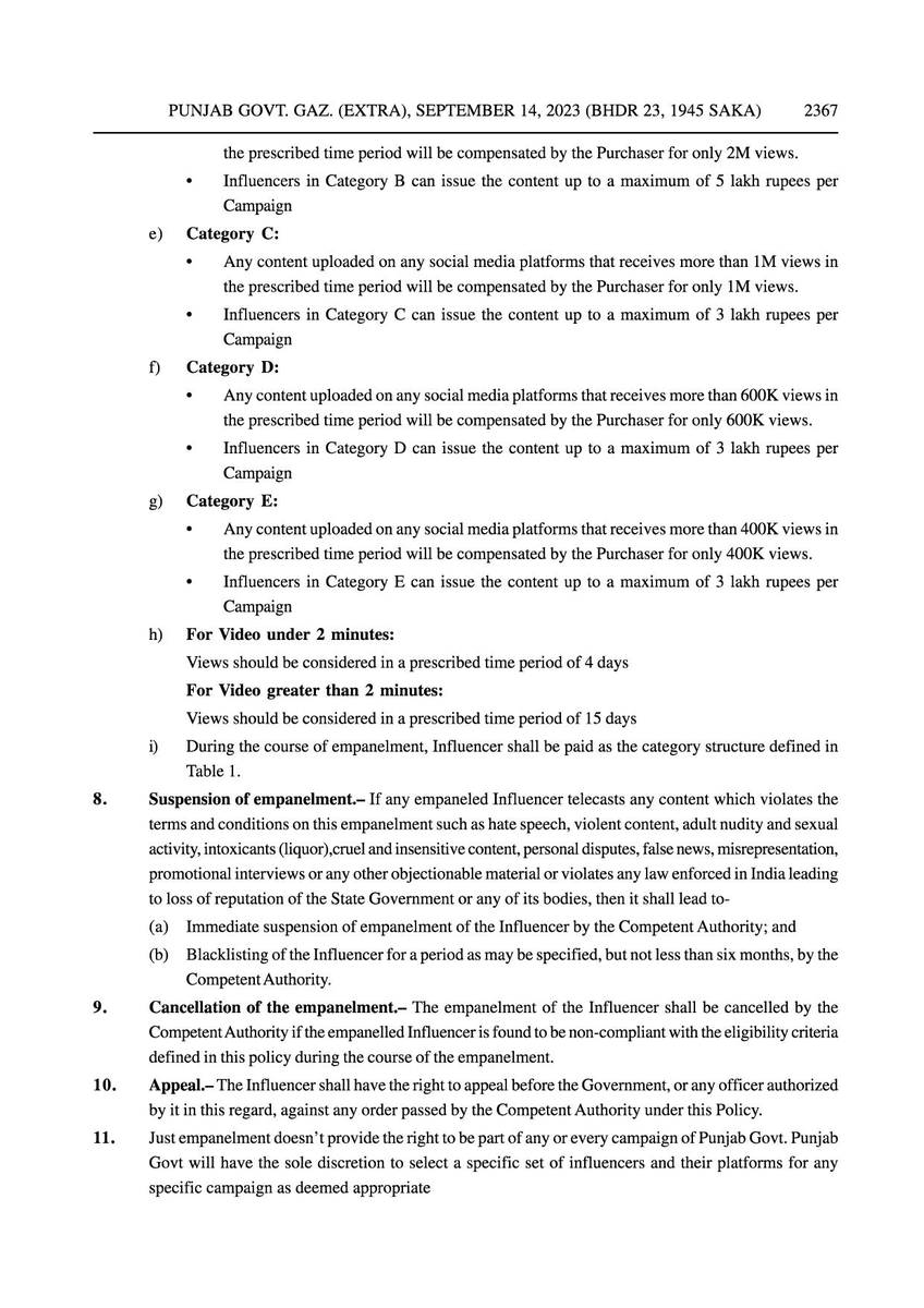 AskAnshul's tweet image. Dhruv, it seems UP govt copied this scheme from AAP govt&apos;s Punjab Influencer Empowerment Policy 2023:

Rs 8 lakh for influencers with more than a one-million-subscriber base.

Didn&apos;t you see legalized bribery using taxpayers&apos; money in this case because it was done by AAP? Okay!