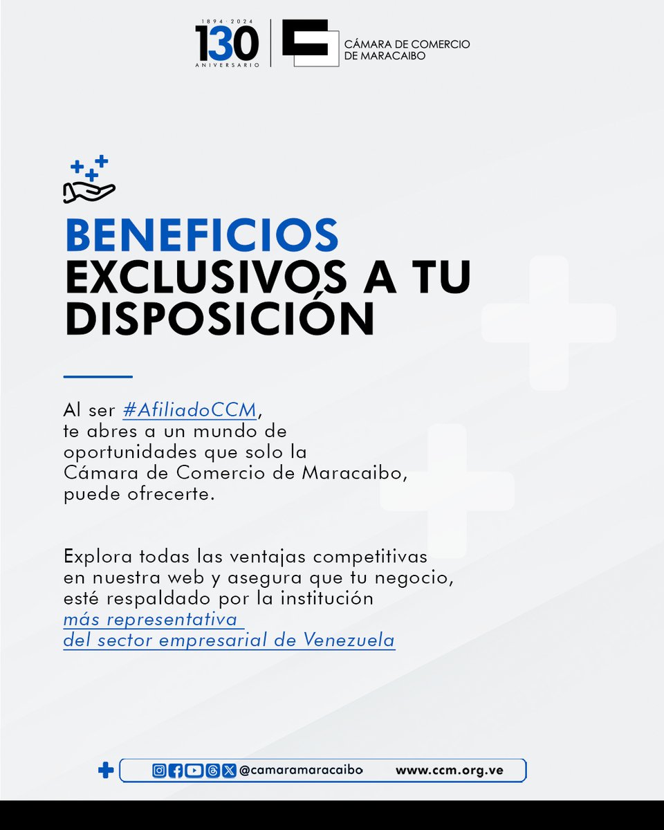 Al ser #AfiliadoCCM te abres a un mundo de oportunidades que solo la <a href="/camaramaracaibo/">Cámara de Comercio de Maracaibo</a> puede ofrecerte. Explora las ventajas en ccm.org.ve/beneficios/ y asegura que tu negocio, esté respaldado por la institución más representativa del sector empresarial de 🇻🇪#XMásYMejoresEmpresas
