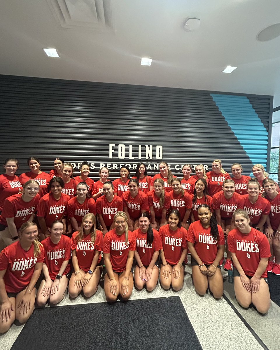 DUQAcroTumb's tweet photo. Program’s first ever weight training session!  The girls are ready for Year 1️⃣ https://t.co/OIpH6L2qnN