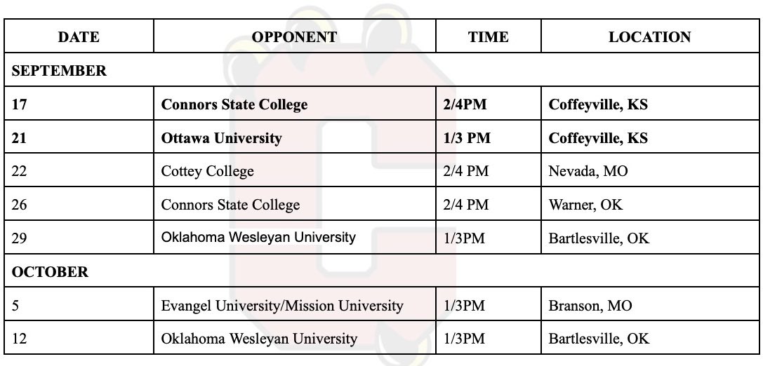 Fall 2024 Schedule! Check out the two home dates this season. Hope to see everyone out there.