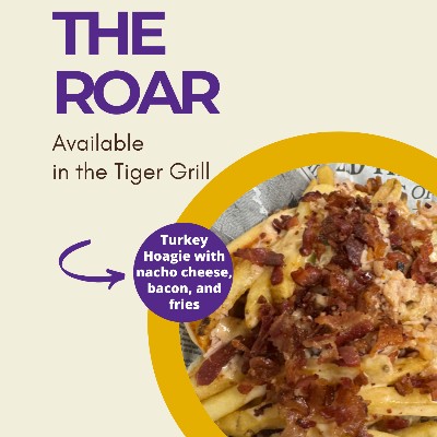 Come enjoy our newest menu item at the Tiger Grill! This savory sandwhich is evrything you could ask for, with its tasty bacon, fries, turkey, and cheese! 🥓 🧀 🍟