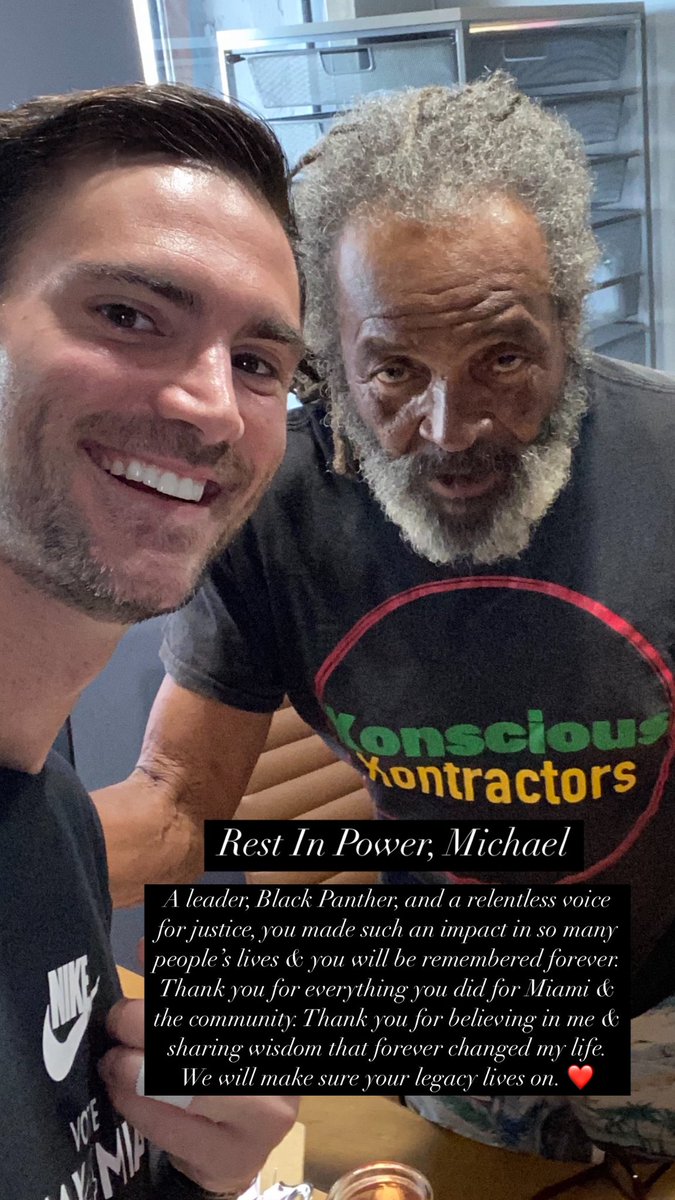 This planet, especially the City of Miami &amp; its community, are really going to miss your presence. Thank you for everything, Michael. RIP &amp; I will do what I can to make you proud. #Miami