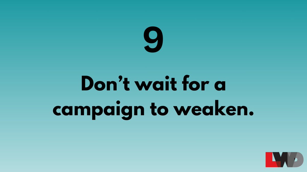 lwdirect's tweet image. Rule 9: Don&apos;t wait for a campaign to weaken. 

Test offer, creative, and media from the very beginning. There&apos;s always room for improvement. 

There&apos;s only 1 more rule for #PerformanceMarketing success left - stay tuned!   

#CampaignAnalysis #MediaStrategy
