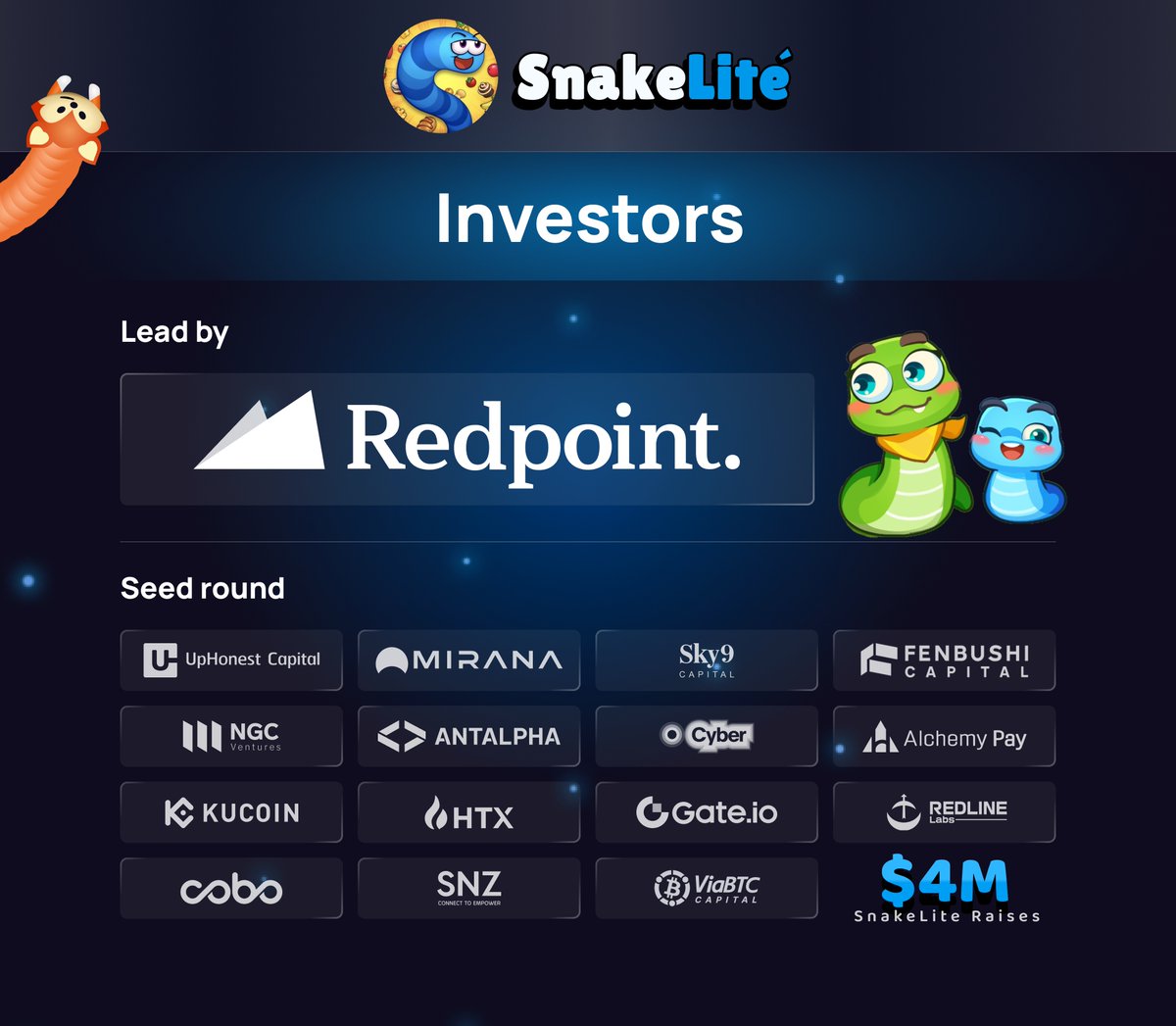 SnakeLite (@snakeliteio) on Twitter photo <a href="/Cointelegraph/">Cointelegraph</a> : SnakeLite secures multimillion-dollar funding to unveil new Web3 gaming universe
August 2024 – SnakeLite has successfully completed a multi-million dollar funding round, laying a solid foundation for its entry into the Web3 gaming space.🌟
This significant <a href="/Cointelegraph/">Cointelegraph</a> : SnakeLite secures multimillion-dollar funding to unveil new Web3 gaming universe
August 2024 – SnakeLite has successfully completed a multi-million dollar funding round, laying a solid foundation for its entry into the Web3 gaming space.🌟
This significant